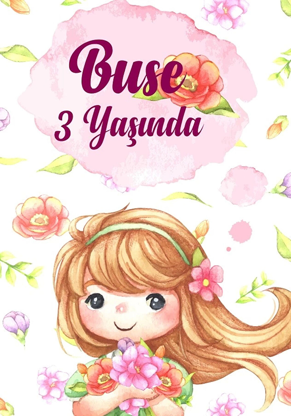 Çiçek Temalı Doğum Günü Afişi 70X100 cm