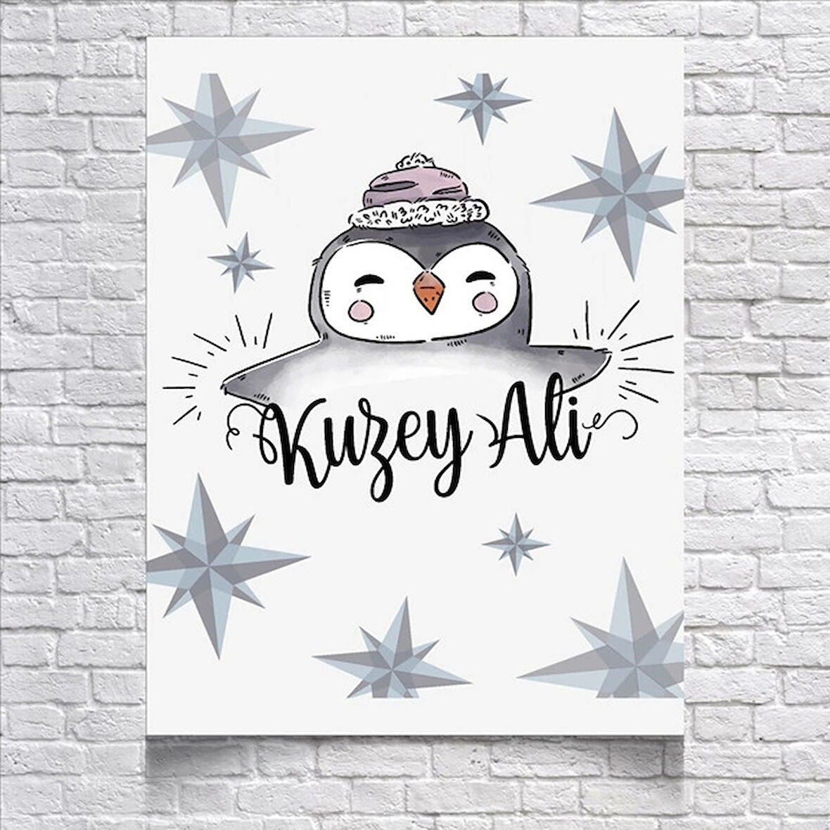 Penguen Temalı Doğum Günü Afişi 50x70 Cm