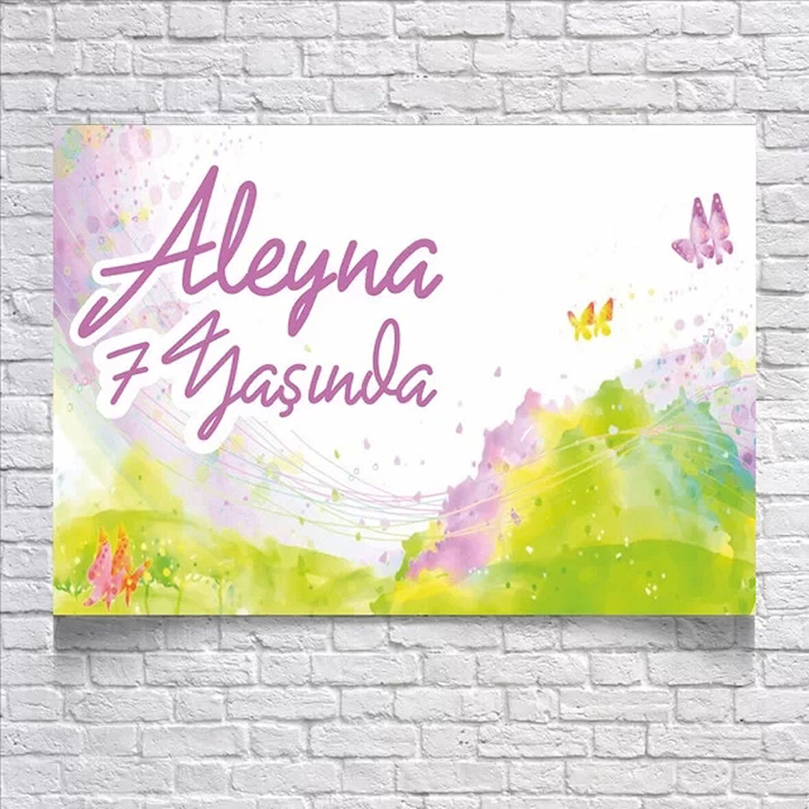 Renkli Kelebek Temalı Doğum Günü Afişi 100X150 cm