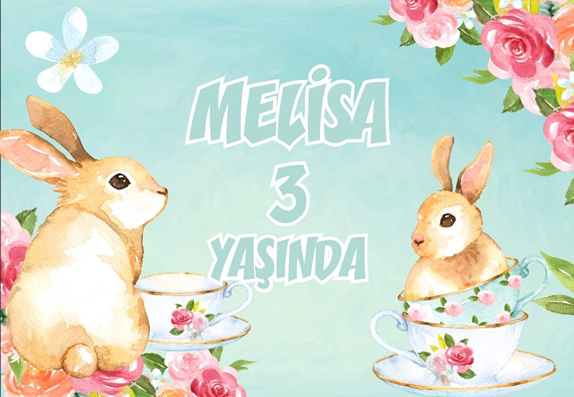 Kahve İçen Kız Kedi Temalı Doğum Günü Afişi 70X100 cm