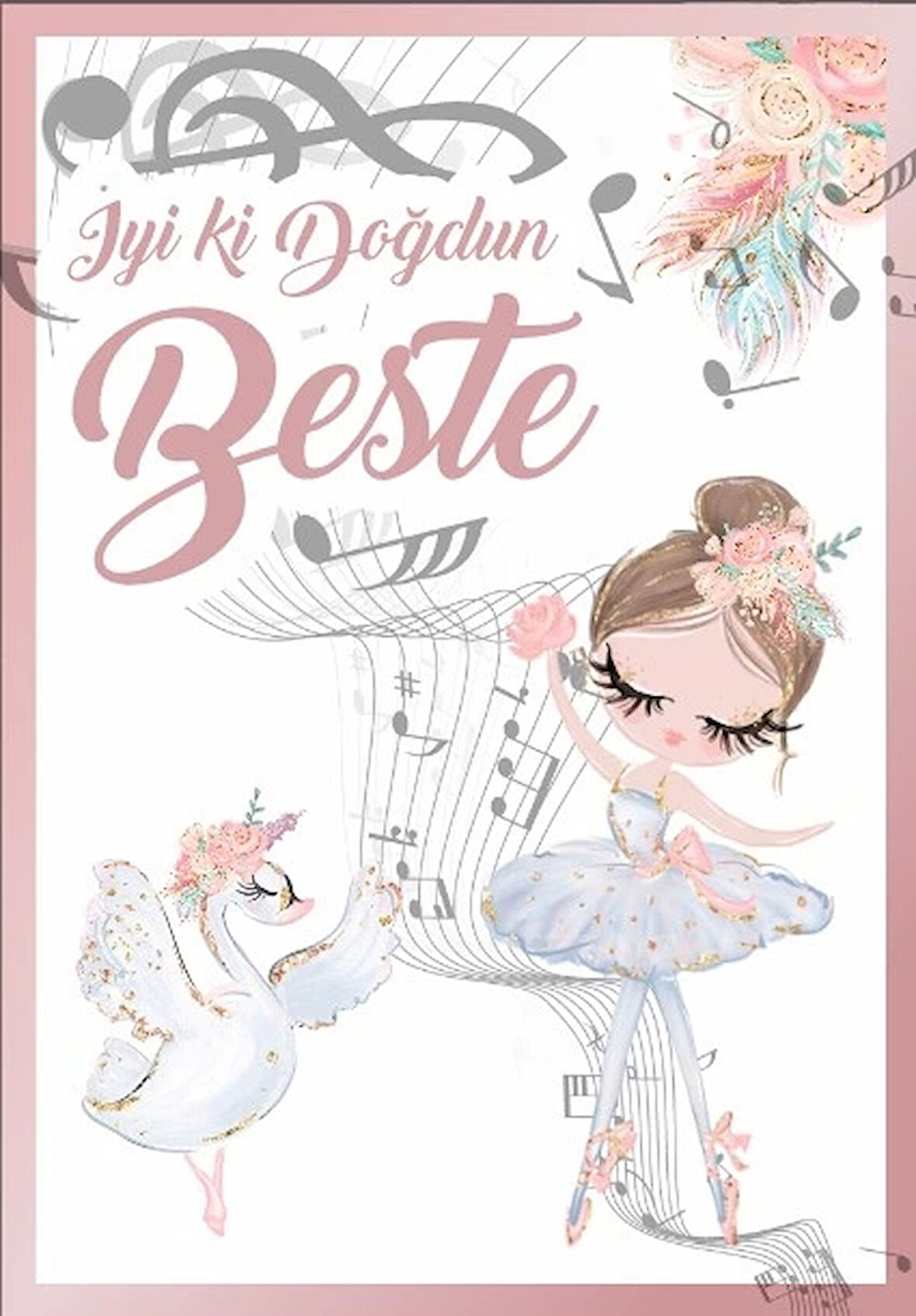 Kuğu Temalı Doğum Günü Afişi 35X50 cm