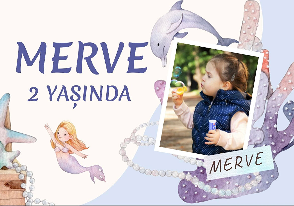 Deniz Kızı Temalı Doğum Günü Afişi 50X70 cm