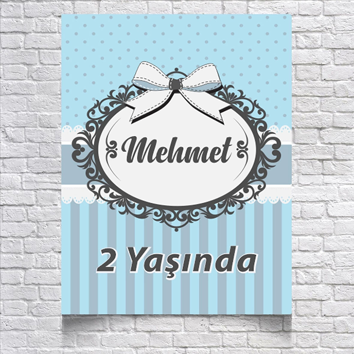 Mavi Çizgili Doğum Günü Afişi 50X70 cm