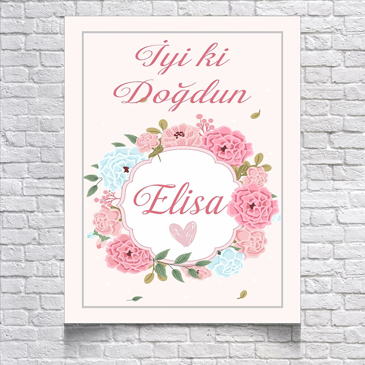 PEMBE ÇİÇEKLİ DOĞUM GÜNÜ AFİŞİ 70X100 cm