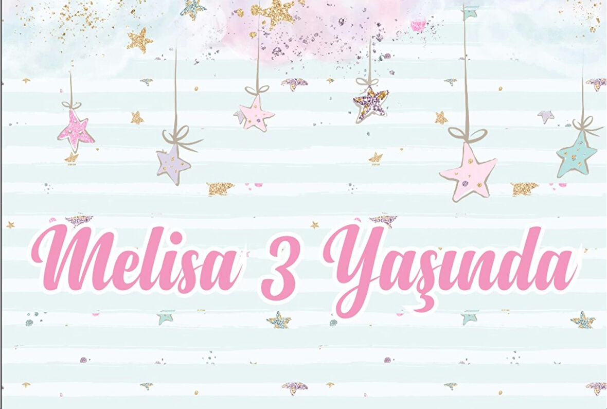 Unicornlar ve Yıldızlar Temalı Doğum Günü Afişi 35X50 cm