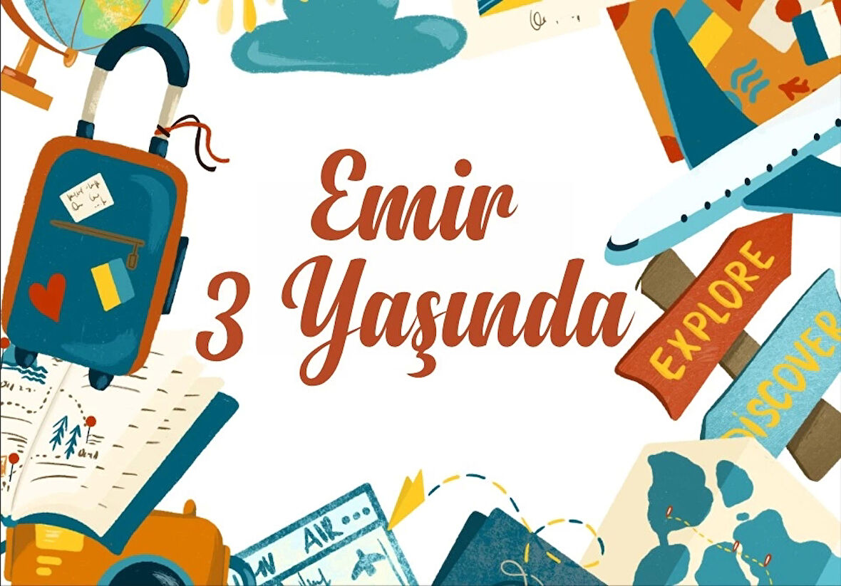 Seyahat Temalı Doğum Günü Afişi -3 35X50 cm