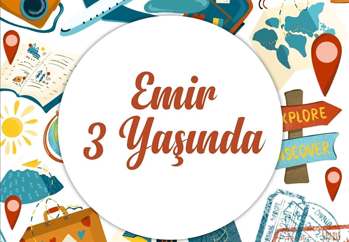 Fil ve Maymun Temalı Doğum Günü Afişi 50X70 cm