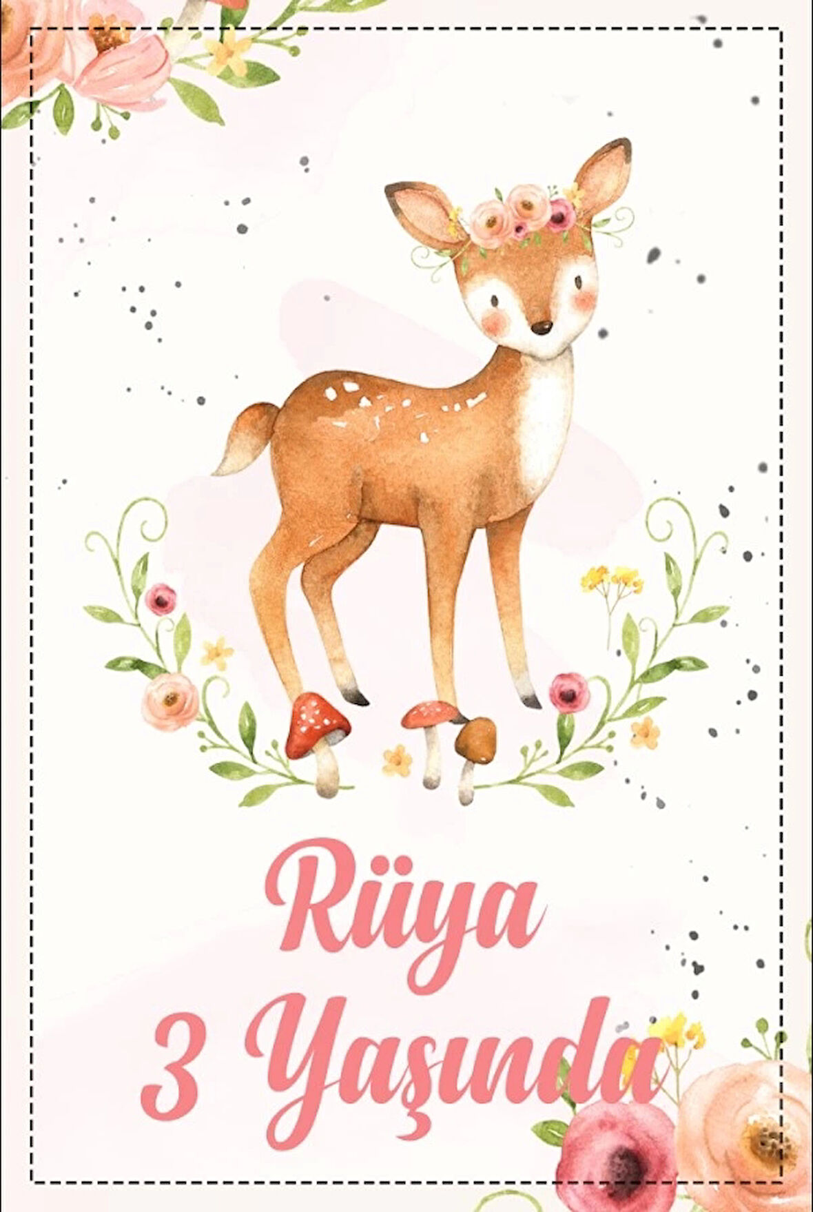 Tilki Temalı Doğum Günü Afişi -1 70X100 cm