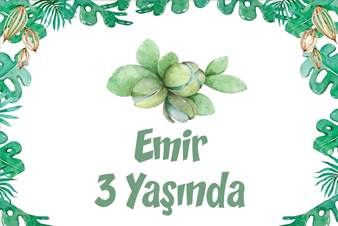 Bitkiler Temalı Doğum Günü Afişi -3 70X100 cm