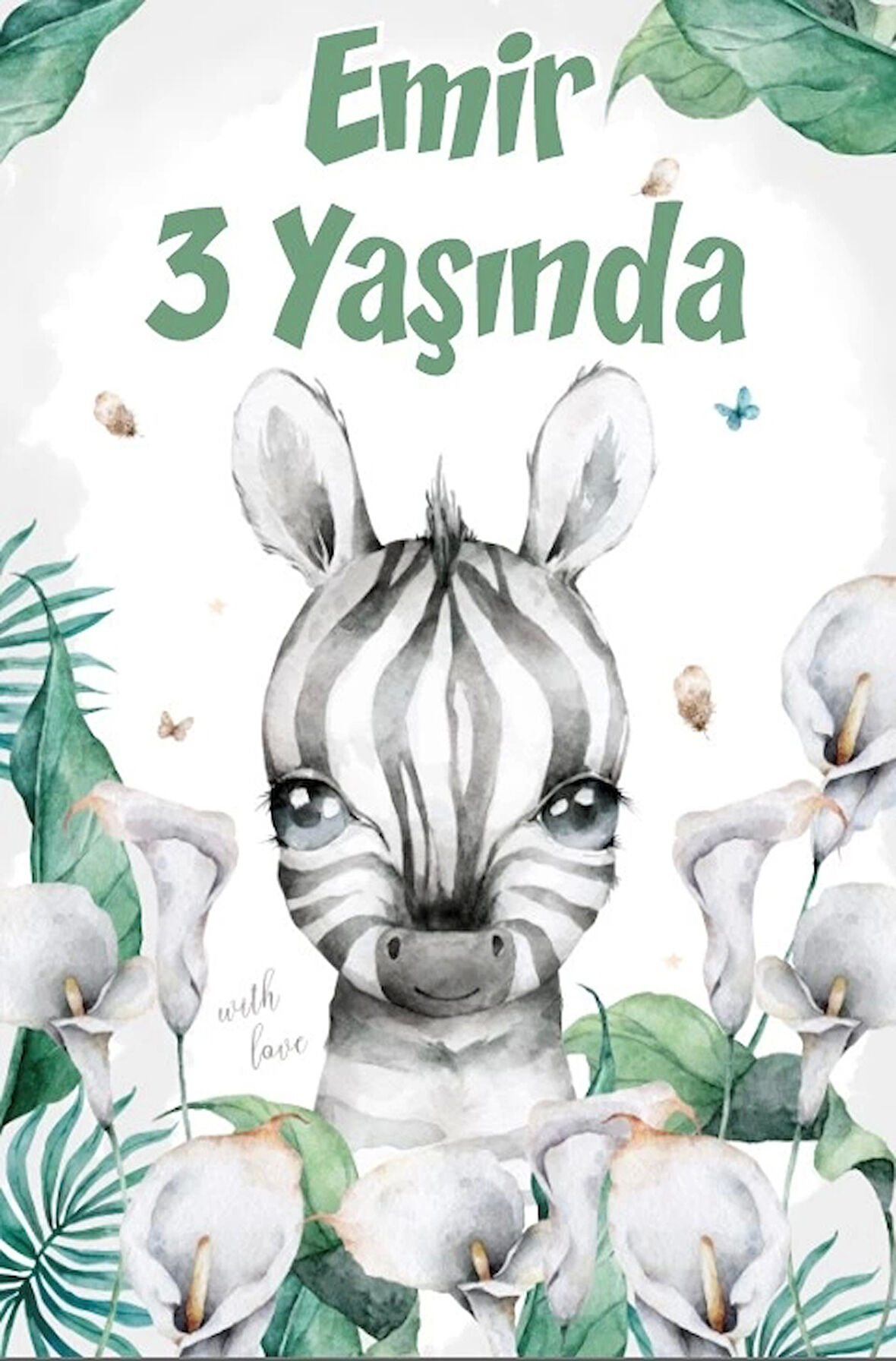 Zebra Temalı Doğum Günü Afişi -2 70X100 cm