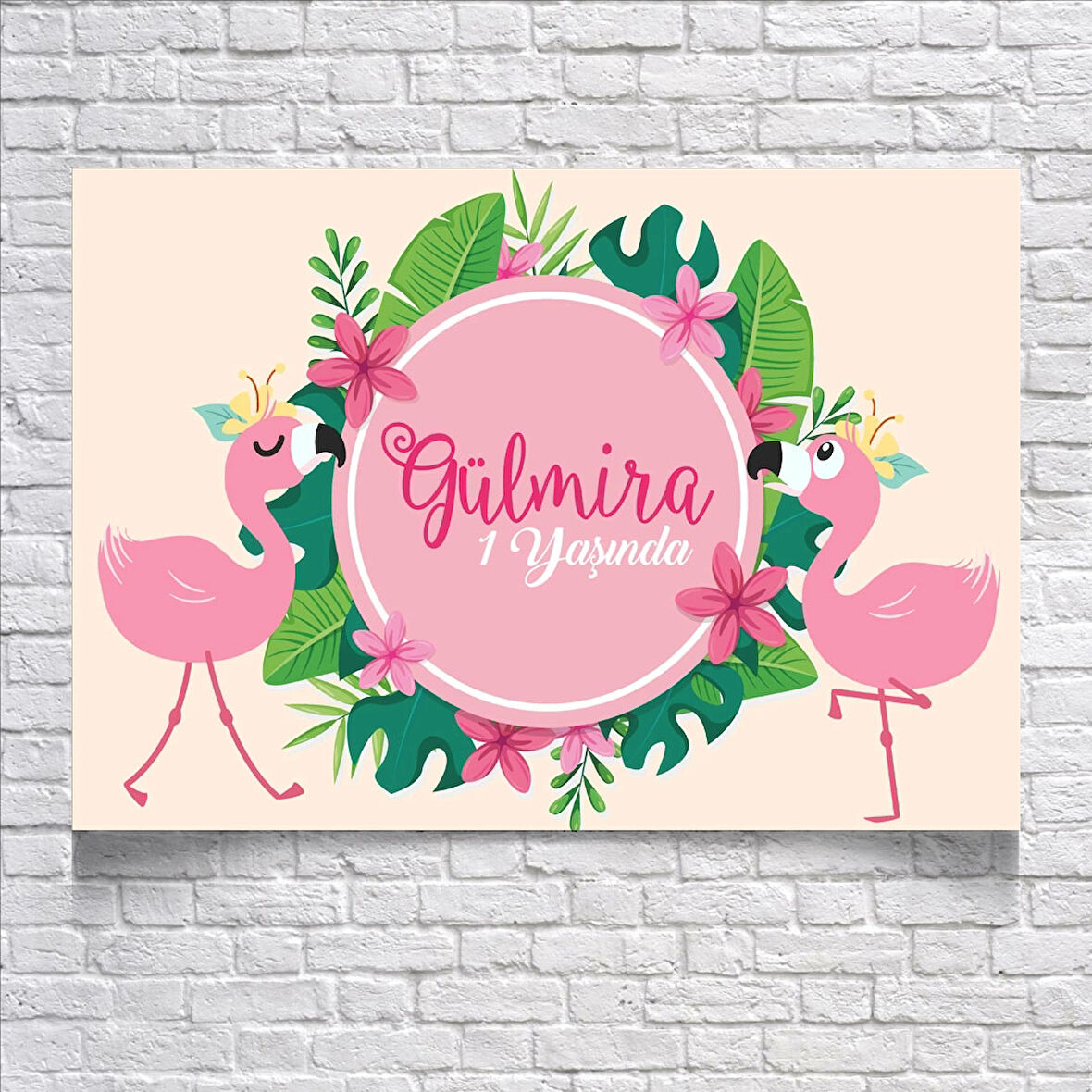 Flamingo Temalı Doğum Günü Afişi 35X50 cm