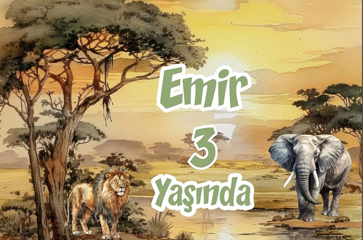 Safari Zebra ve Leopar Temalı Doğum Günü Afişi 70X100 cm