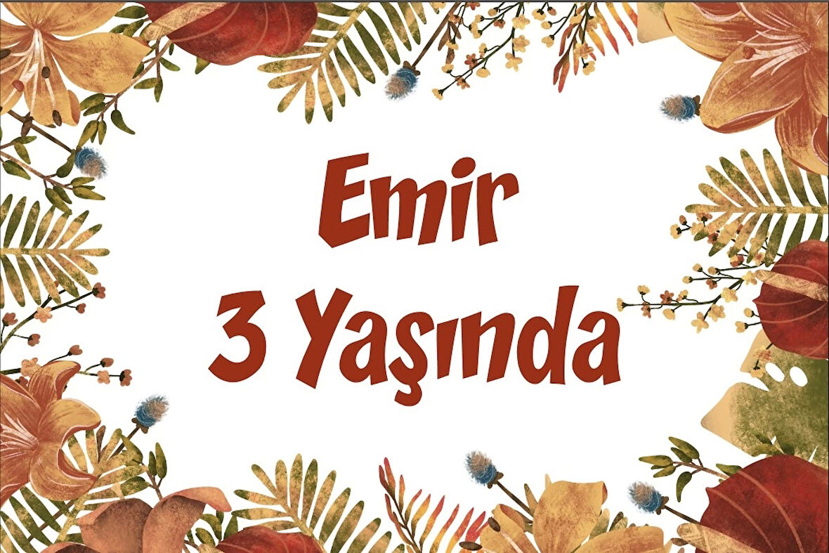 Sarı Yapraklar ve Kuşlar Temalı Doğum Günü Afişi 50X70 cm