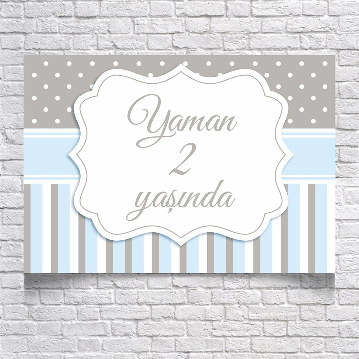 Mavi Çizgili Doğum Günü Afişi 100X150 cm