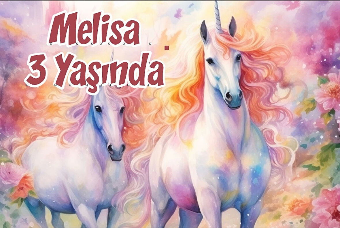 Büyük Unicornlar Temalı Doğum Günü Afişi -2 35X50 cm