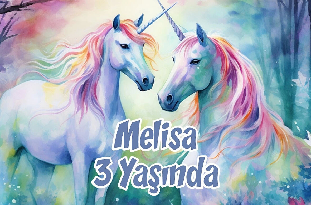 Büyük Unicorn Temalı Doğum Günü Afişi 70X100 cm