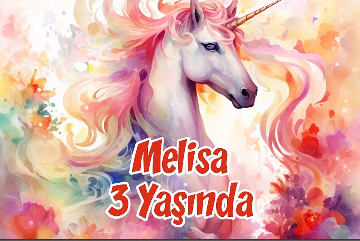 Büyük Unicornlar Temalı Doğum Günü Afişi -3 35X50 cm