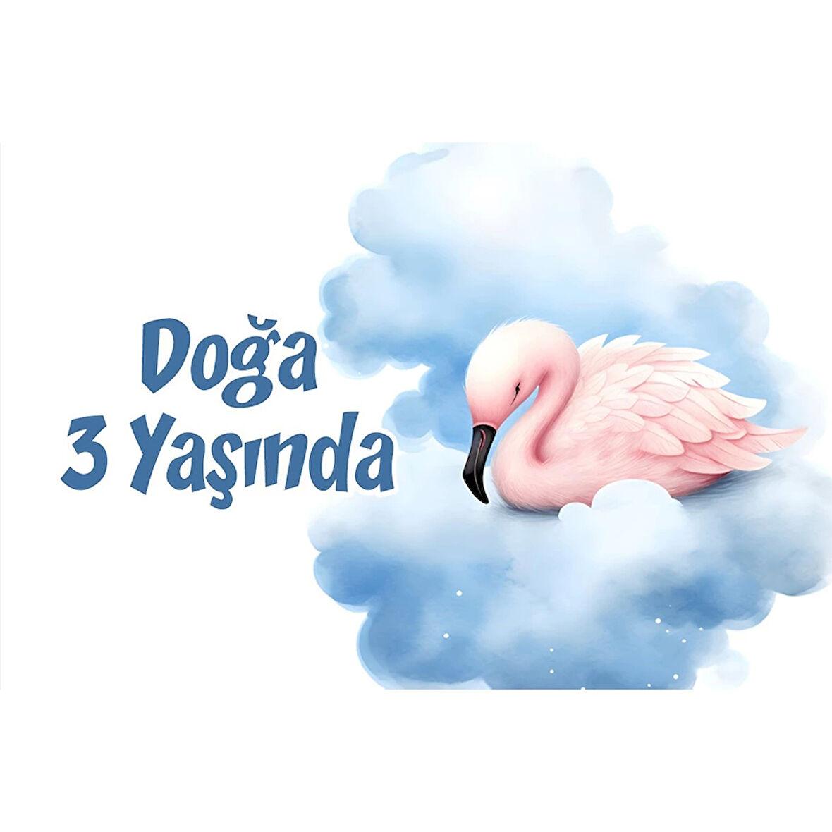 Pembe Sevimli Kuğu Temalı Doğum Günü Afişi 70X100 cm