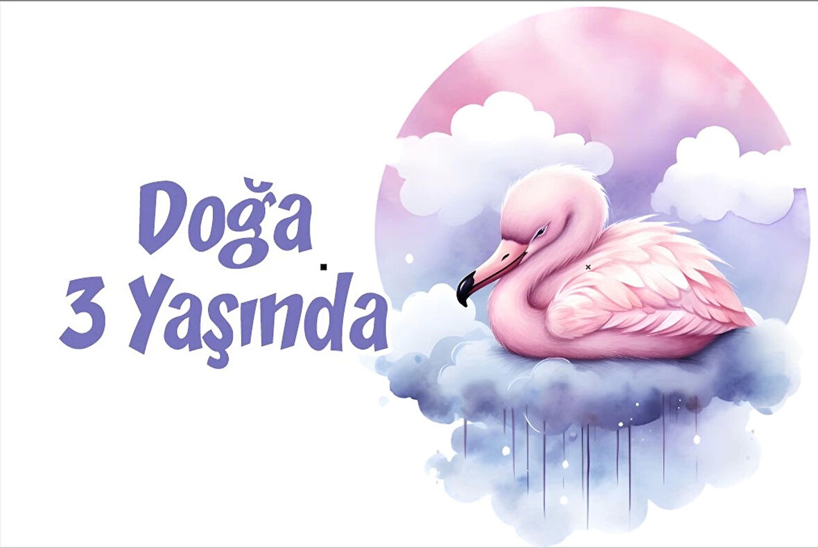 Pembe Sevimli Zürafa Doğum Günü Afişi 100X150 cm