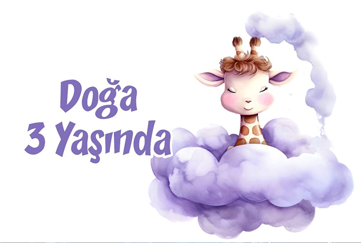 Mavi Sevimli İnek Temalı Doğum Günü Afişi 50X70 cm