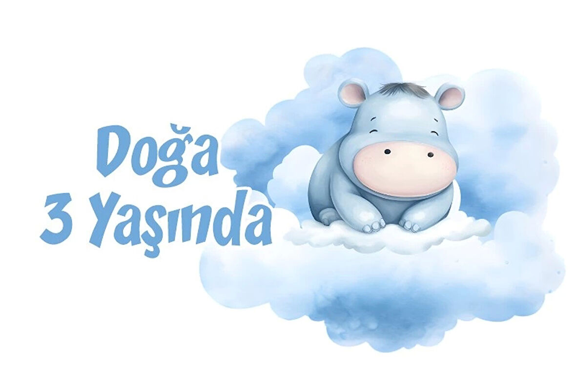 Mavi Sevimli Aslan Temalı Doğum Günü Afişi 70X100 cm