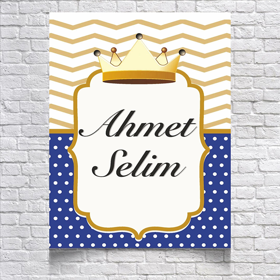 Mavi Gold Çizgili Doğum Günü Afişi 100X150 cm