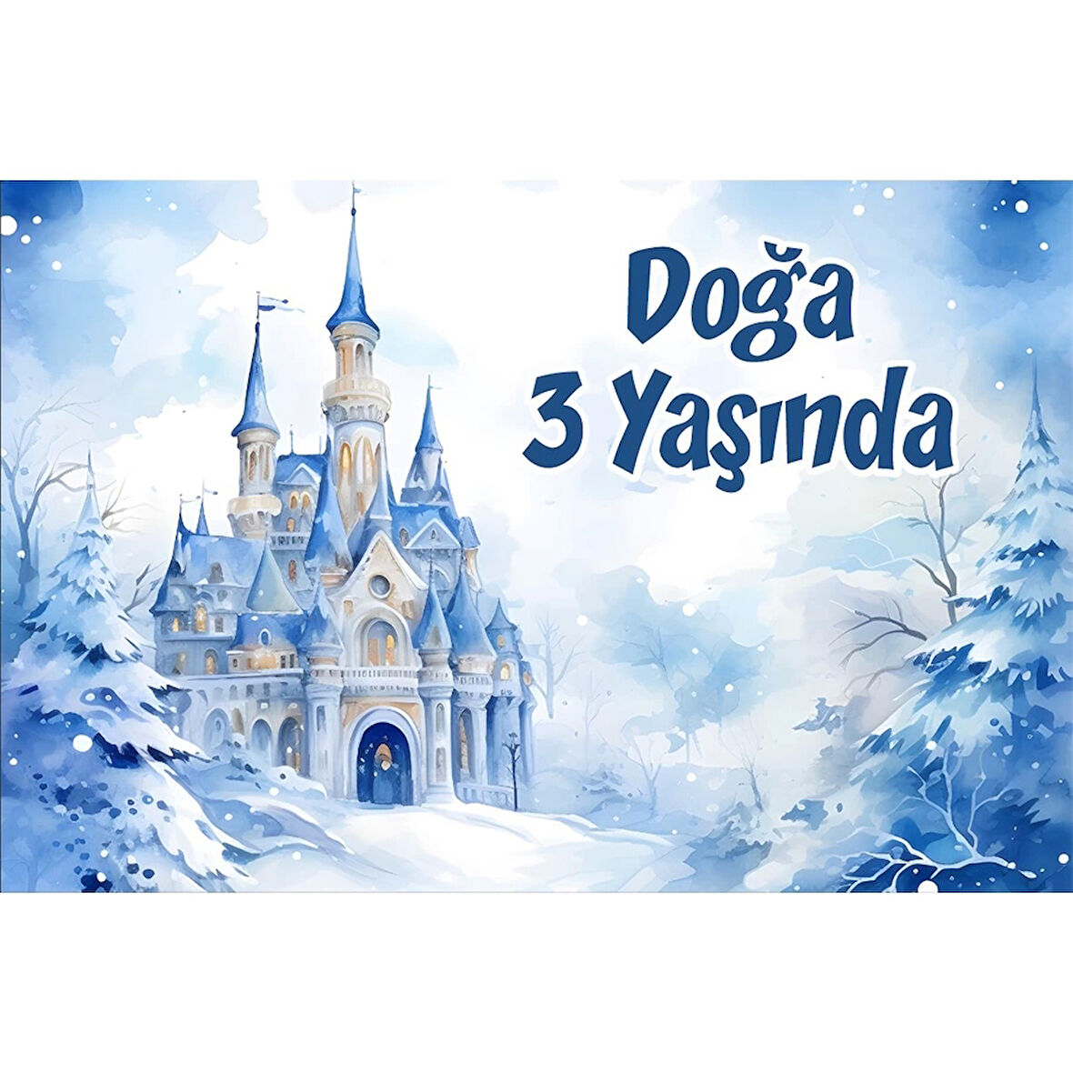 Kış ve Şato Temalı Doğum Günü Afişi -2 70X100 cm