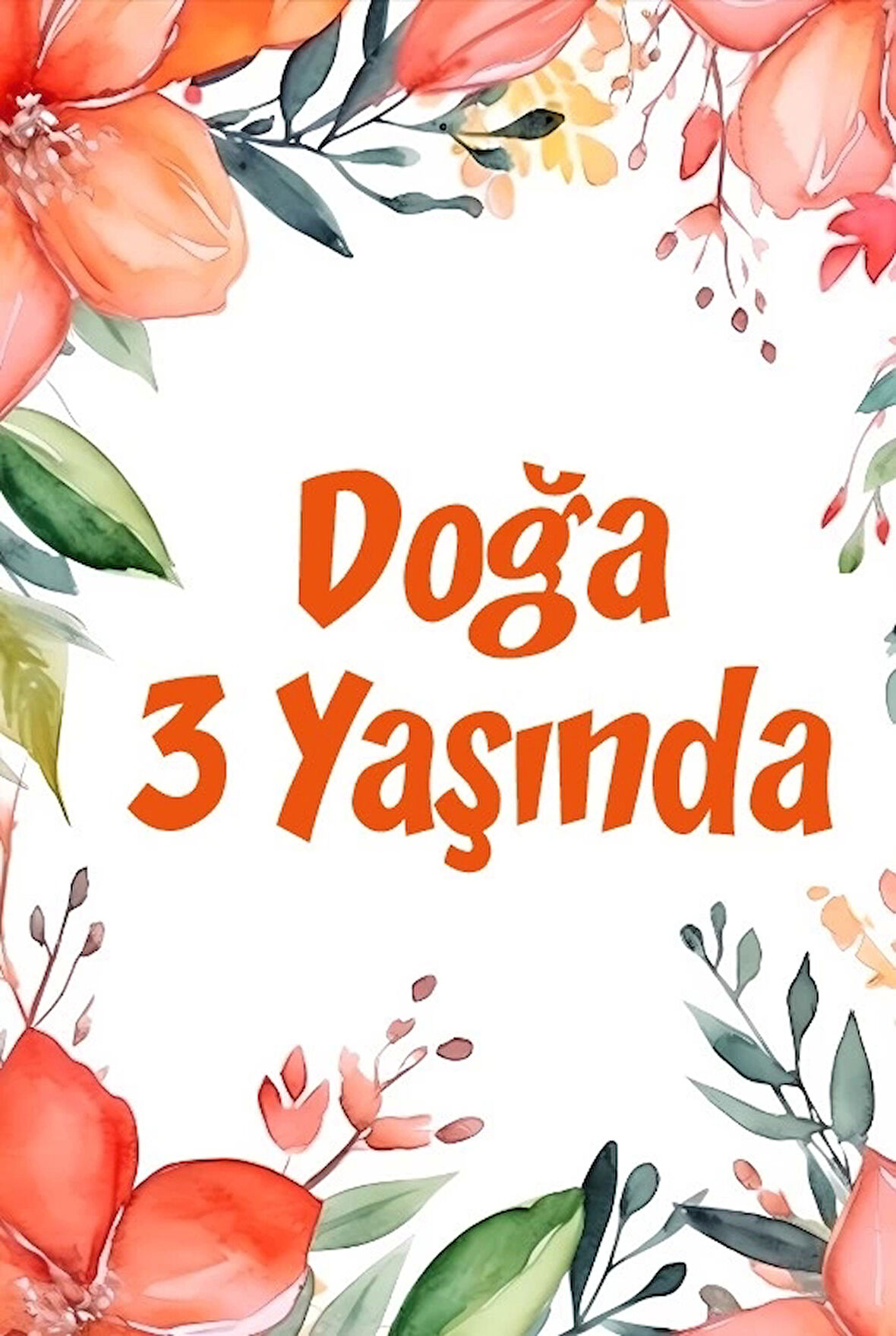 Pembe Çiçekler Doğum Günü Afişi -2 50X70 cm