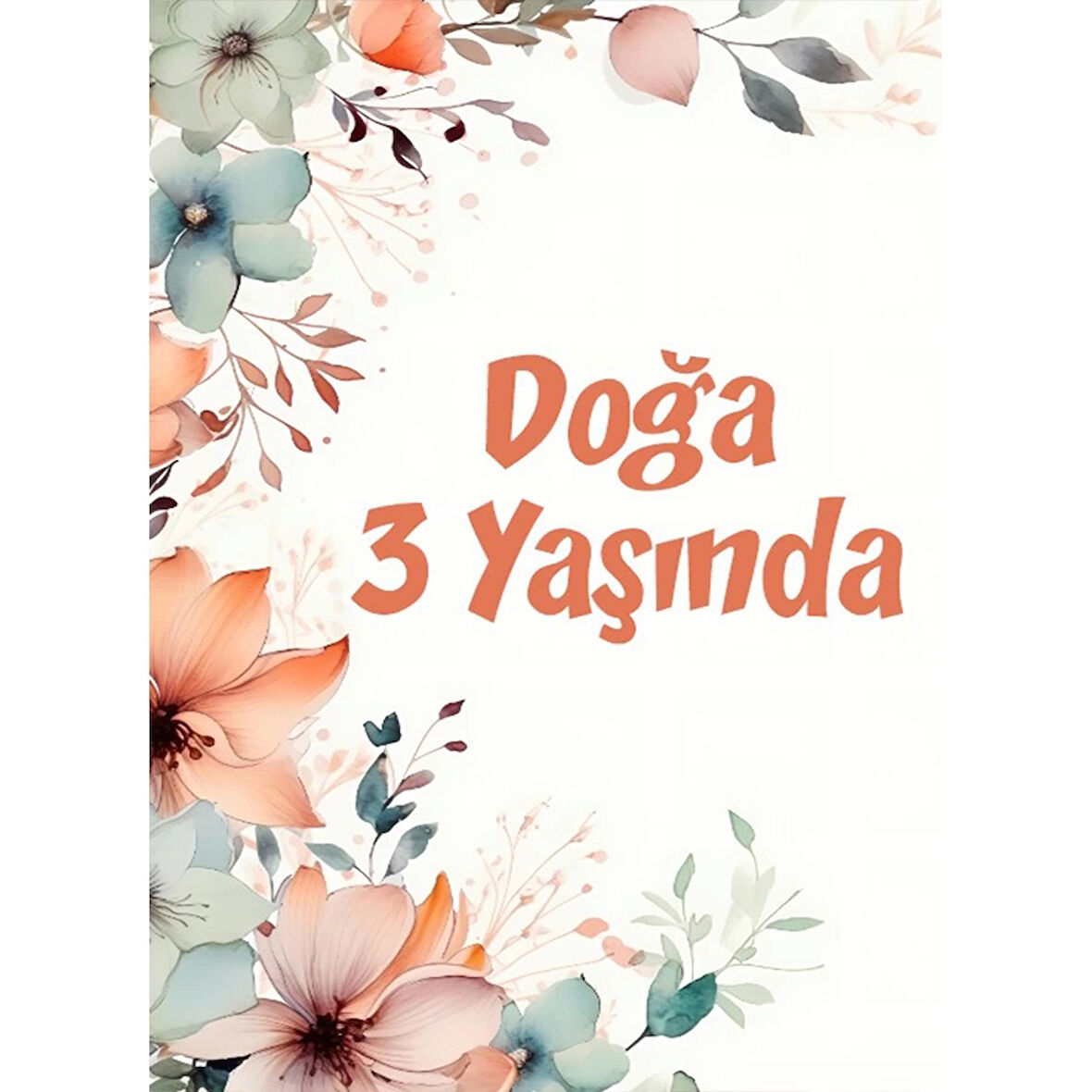 Pembe Çiçekler Temalı Doğum Günü Afişi 100X150 cm