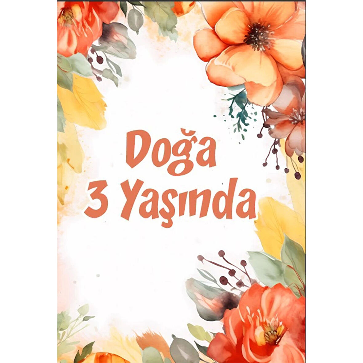 Çiçekler Temalı Doğum Günü Afişi -2 50X70 cm