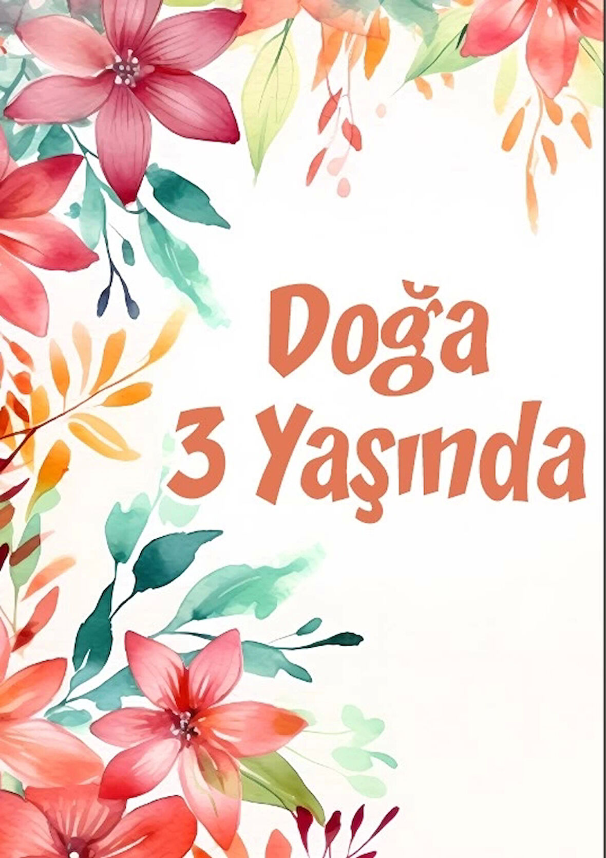 Çiçekler Temalı Doğum Günü Afişi -5 35X50 cm