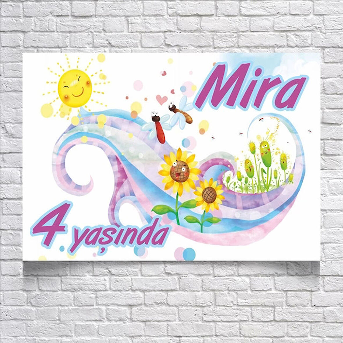 Güneş Ve Ayçiçeği Temalı Doğum Günü Afişi 35x50 Cm