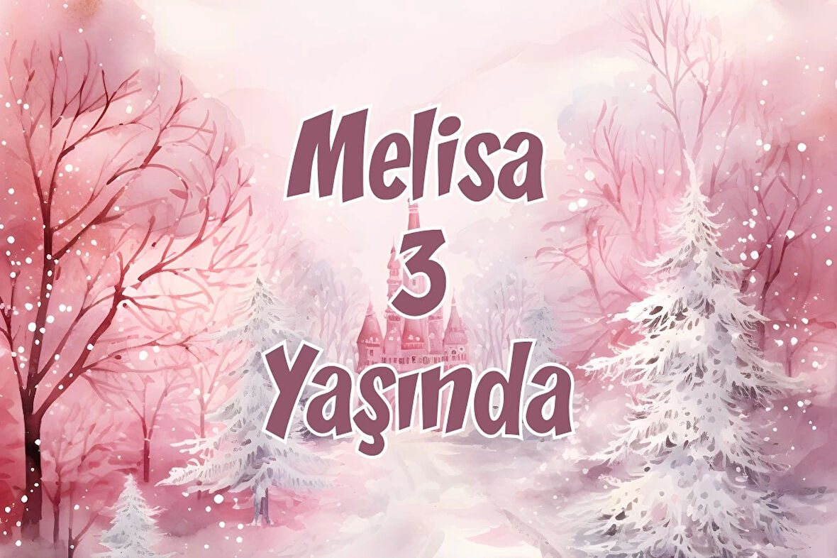 Pembe Orman ve Şato Temalı Doğum Günü Afişi -2 70X100 cm