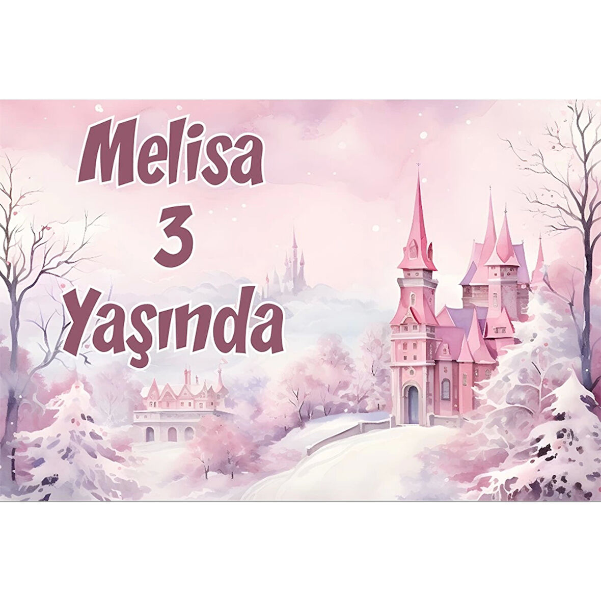 Pembe Sokak ve Şato Temalı Doğum Günü Afişi 50X70 cm