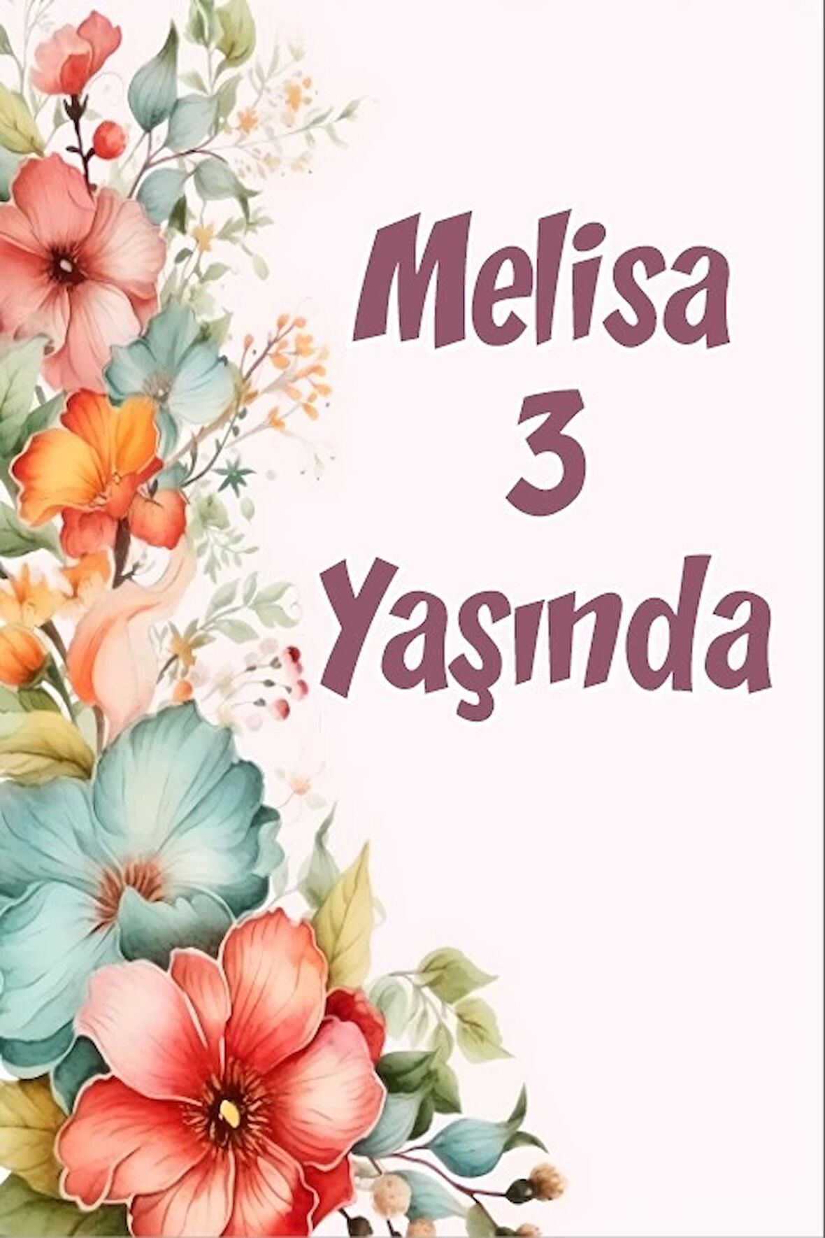 Çiçekler Temalı Doğum Günü Afişi -11 35X50 cm