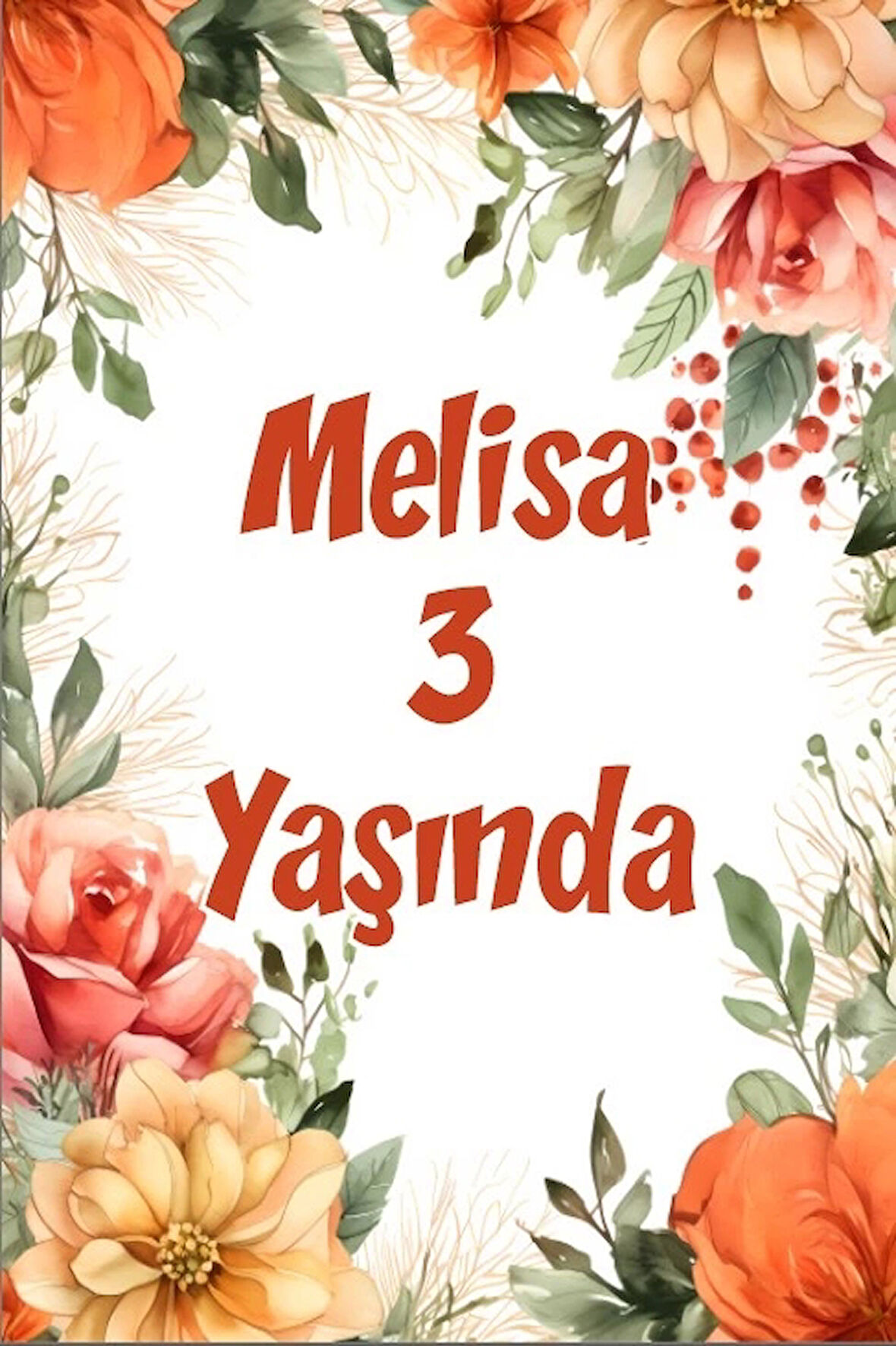 Çiçekler Temalı Doğum Günü Afişi -13 50X70 cm