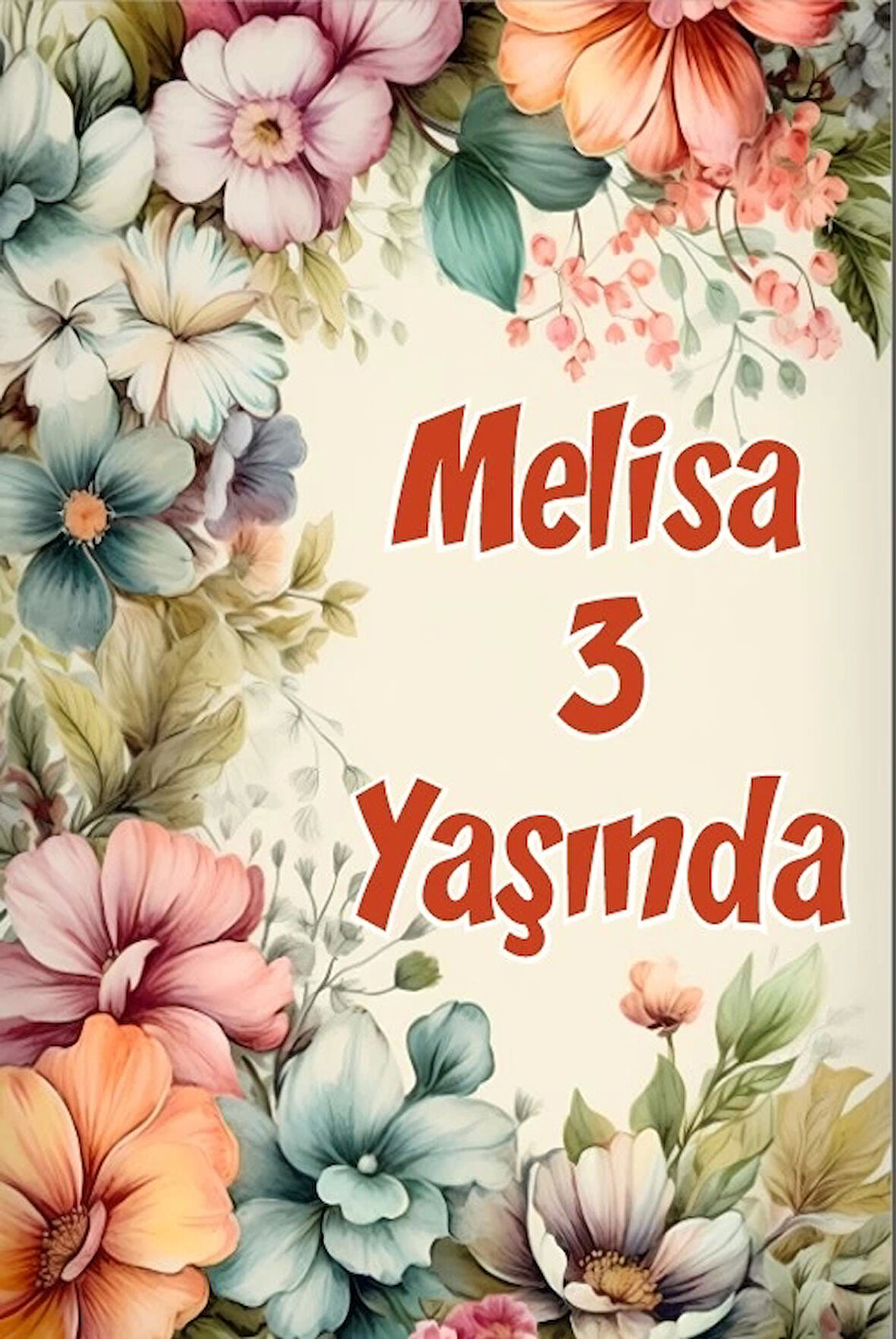 Çiçekler Temalı Doğum Günü Afişi -14 35X50 cm