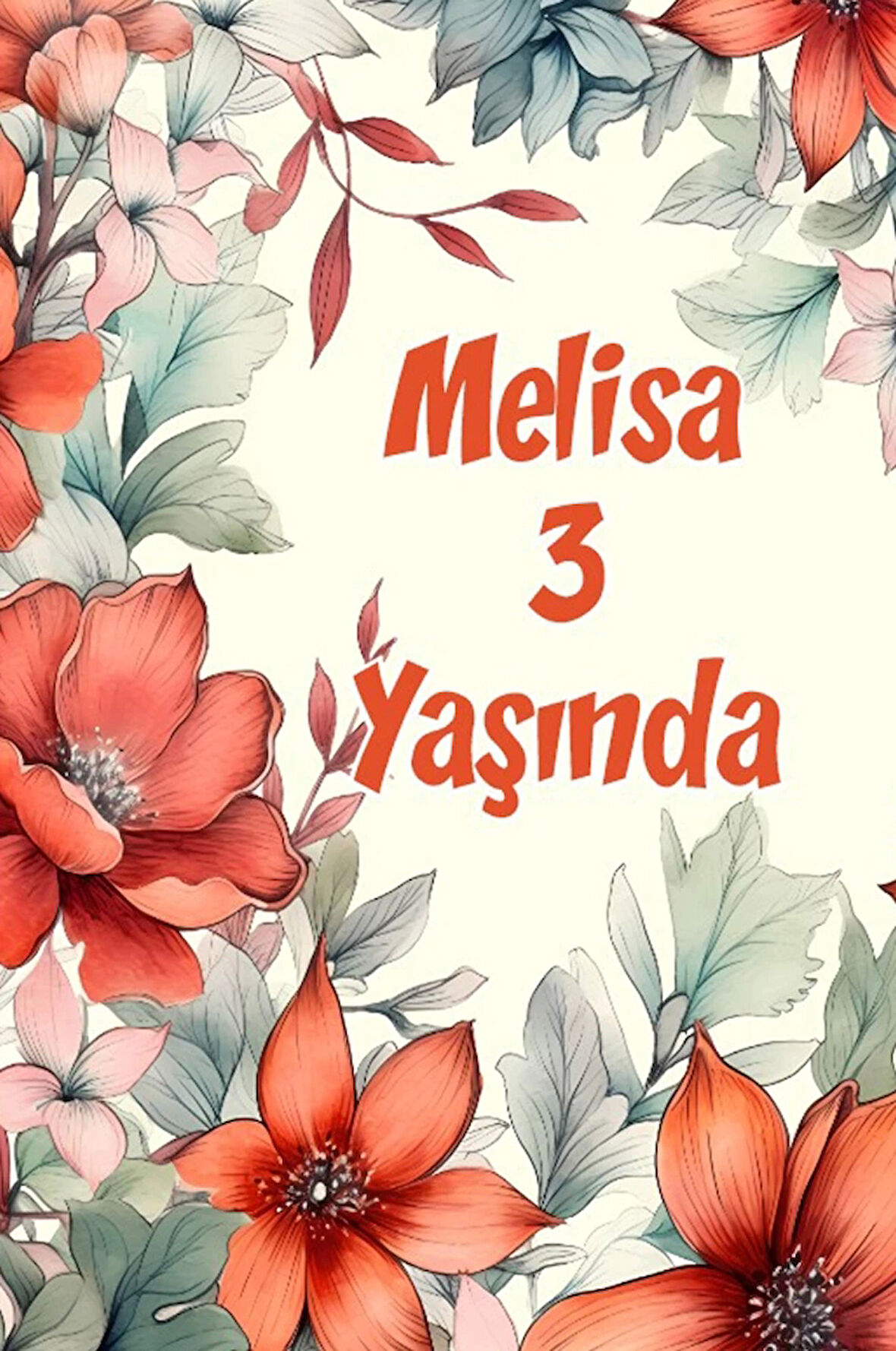 Çiçekler Temalı Doğum Günü Afişi -21 35X50 cm