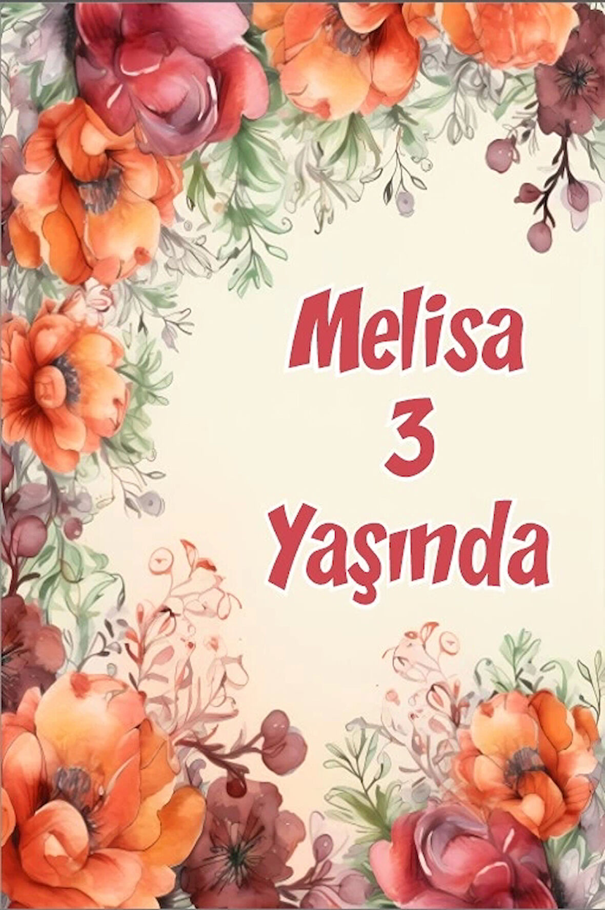 Çiçekler Temalı Doğum Günü Afişi -22 35X50 cm