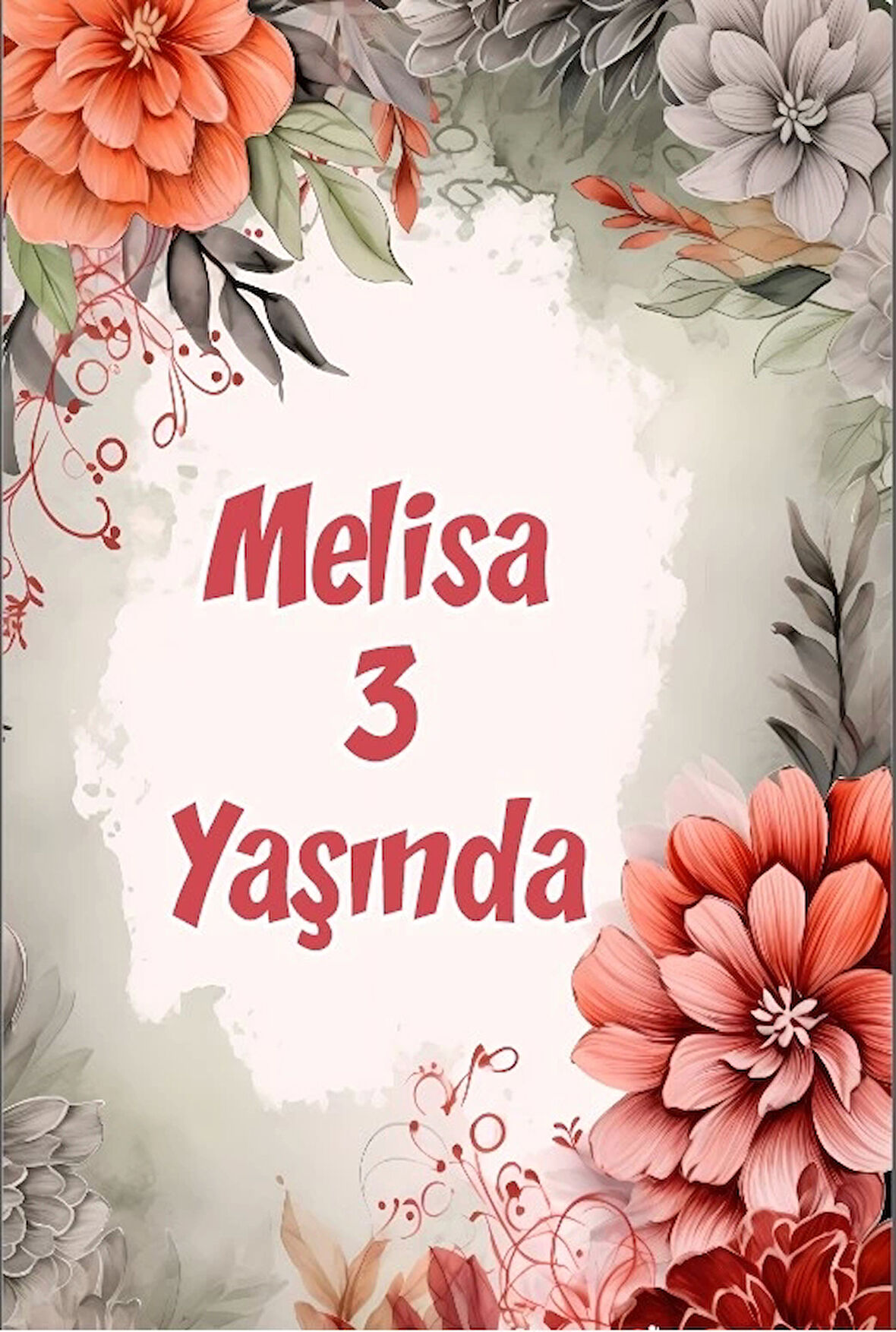 Çiçekler Temalı Doğum Günü Afişi -26 35X50 cm