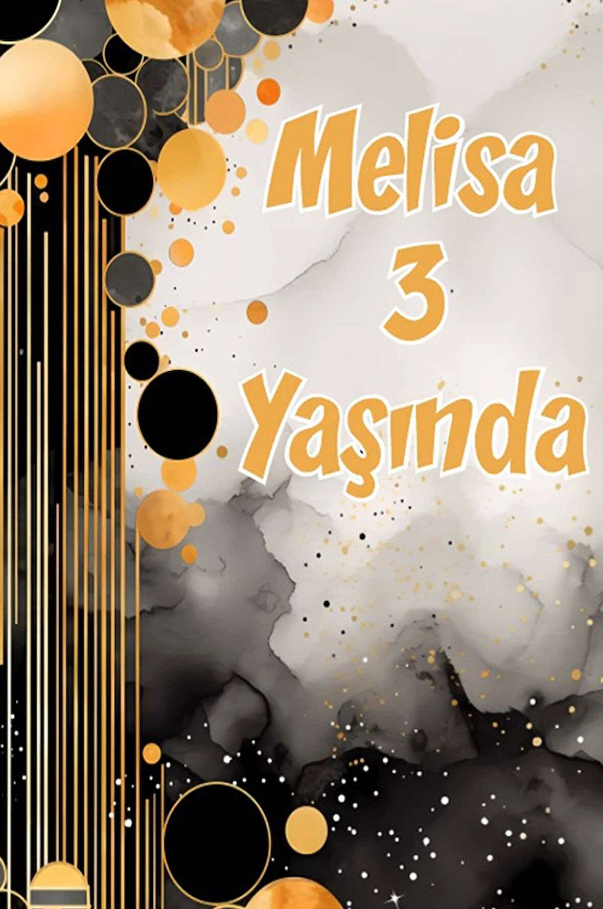 Sarı Siyah Çiçekler Temalı Doğum Günü Afişi 70X100 cm