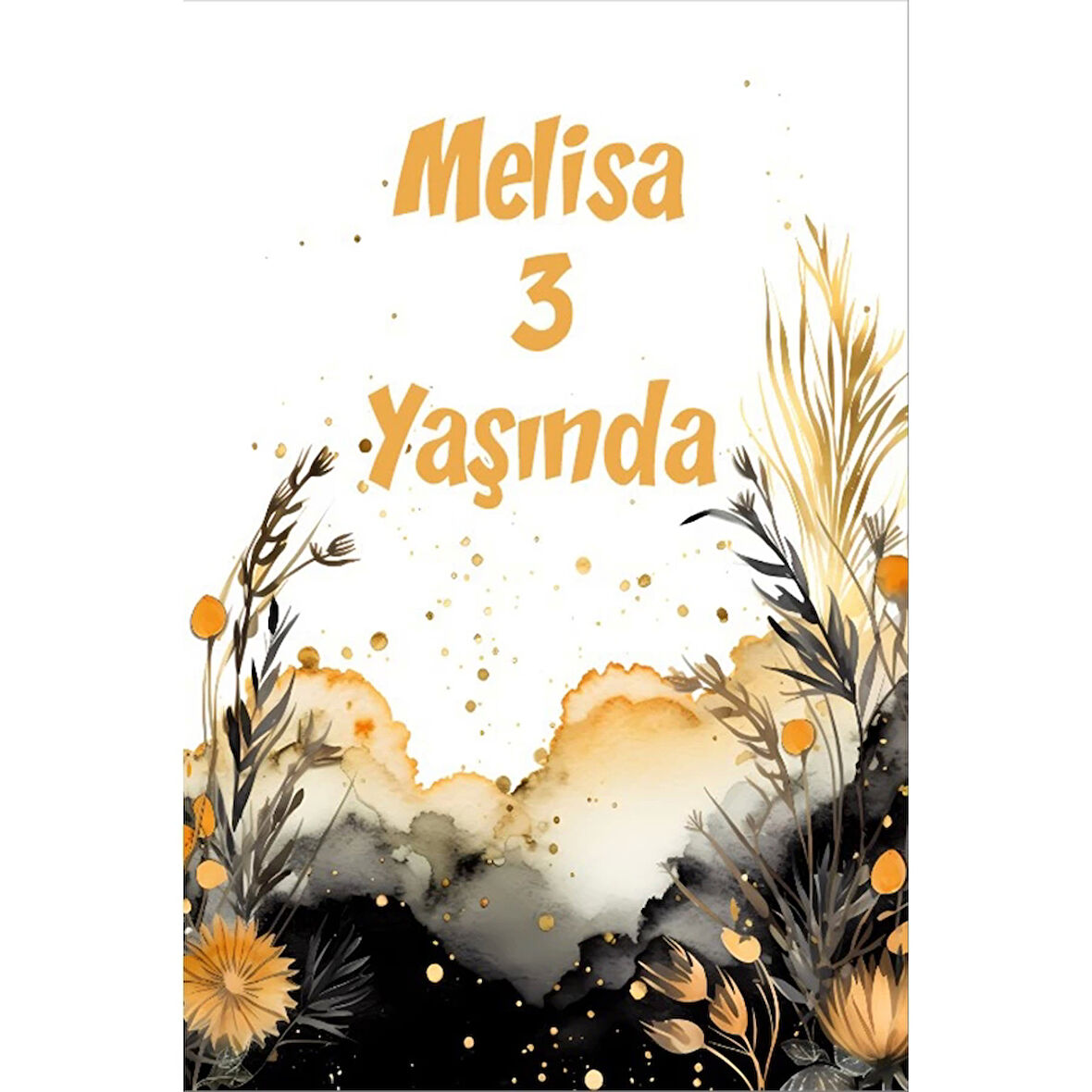 Sarı ve Siyah Boyalar Temalı Doğum Günü Afişi -2 70X100 cm