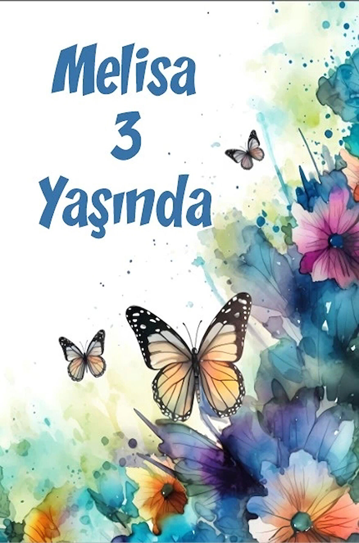 Gri Turuncu Kelebekler Temalı Doğum Günü Afişi 70X100 cm