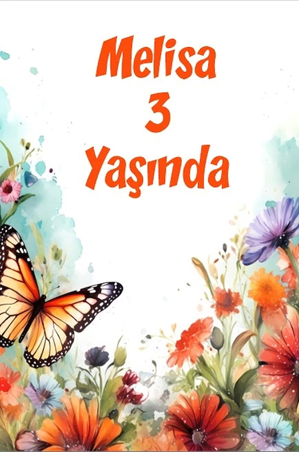 Renkli Kelebekler Temalı Doğum Günü Afişi -2 100X150 cm