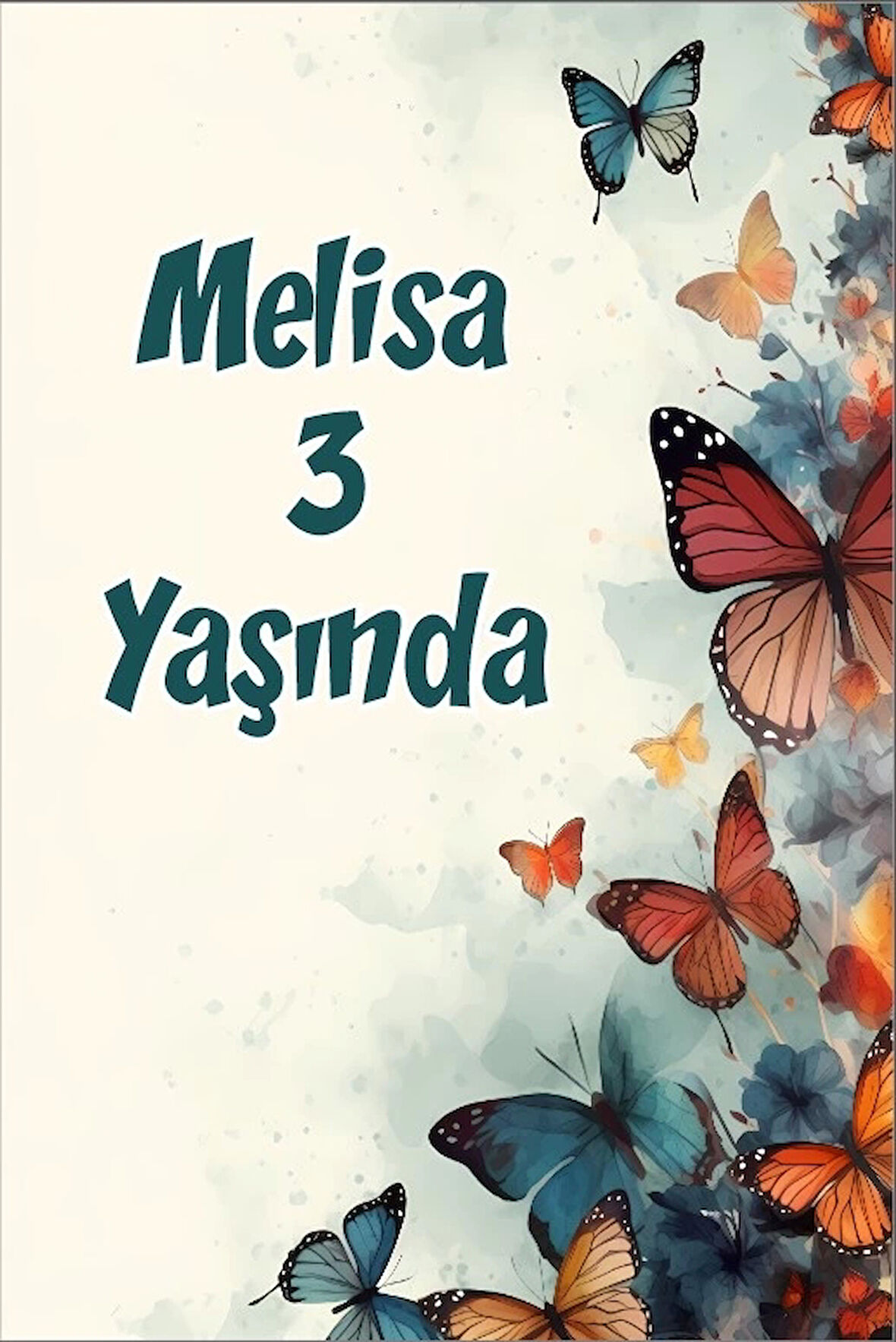 Renkli Kelebekler Temalı Doğum Günü Afişi -7 70X100 cm