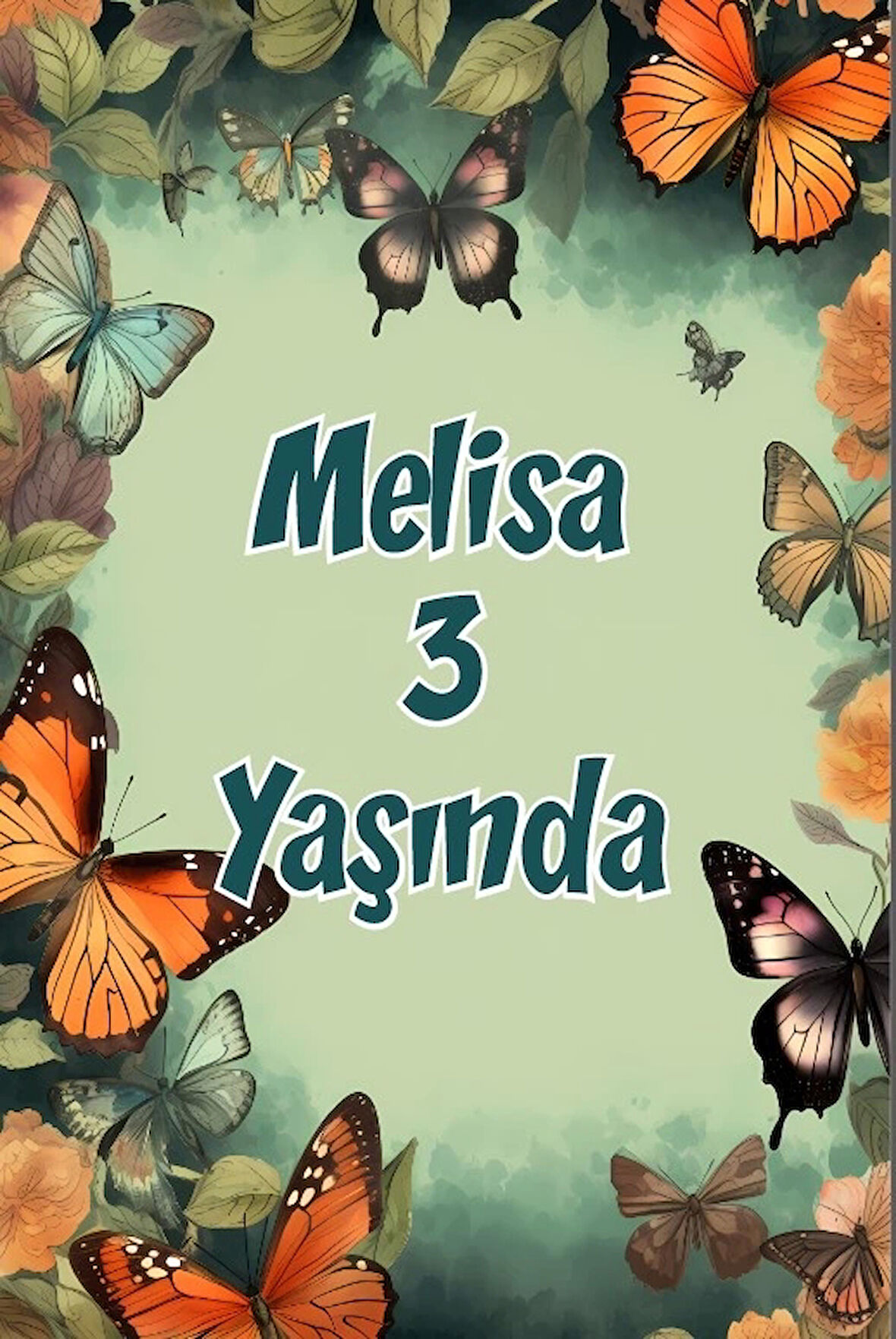 Renkli Kelebekler Temalı Doğum Günü Afişi -11 35X50 cm