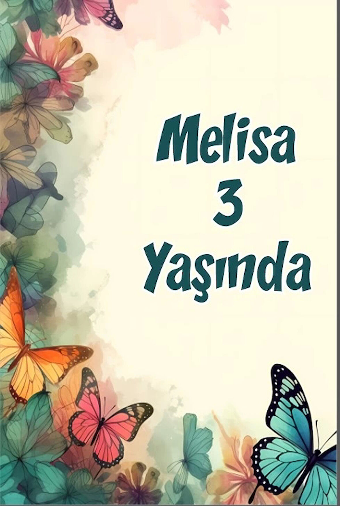 Renkli Kelebekler Temalı Doğum Günü Afişi -12 70X100 cm