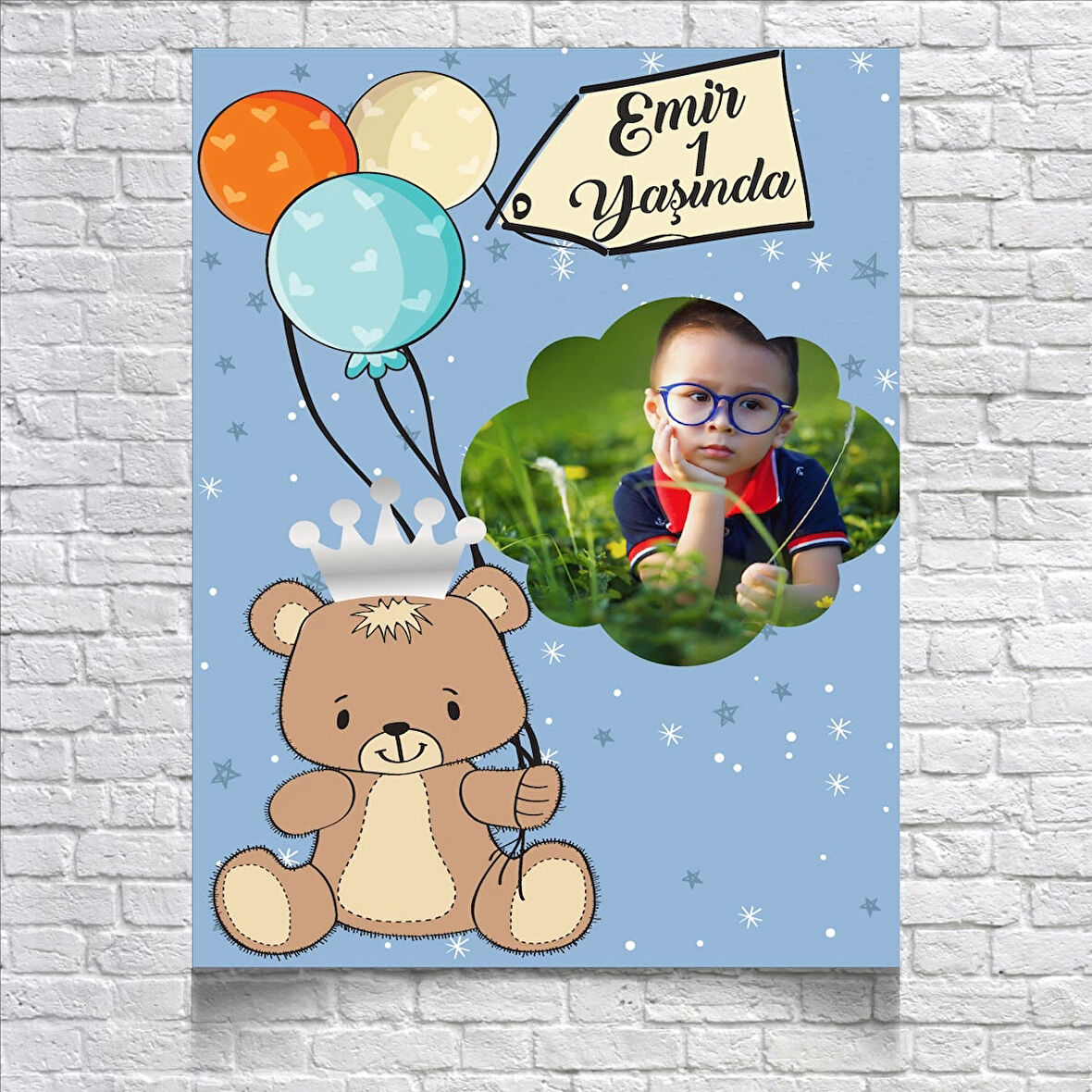 Balon ve Ayıcıklı Doğm Günü Afişi 70X100 cm
