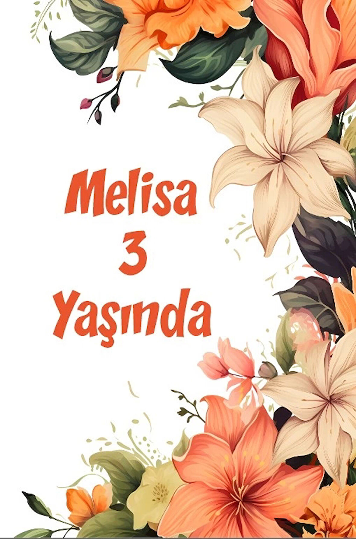 Renkli Çiçekler Temalı Doğum Günü Afişi -2 70X100 cm