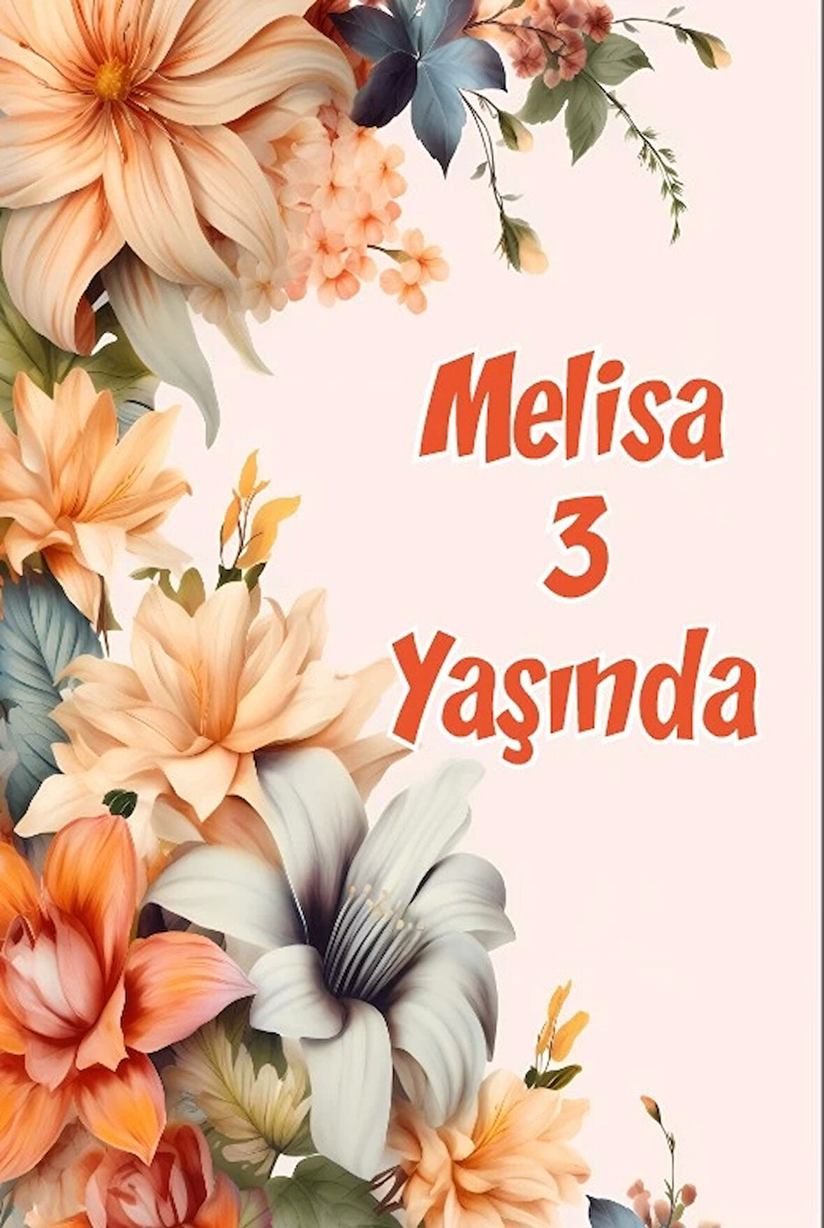 Renkli Çiçekler Temalı Doğum Günü Afişi -3 50X70 cm